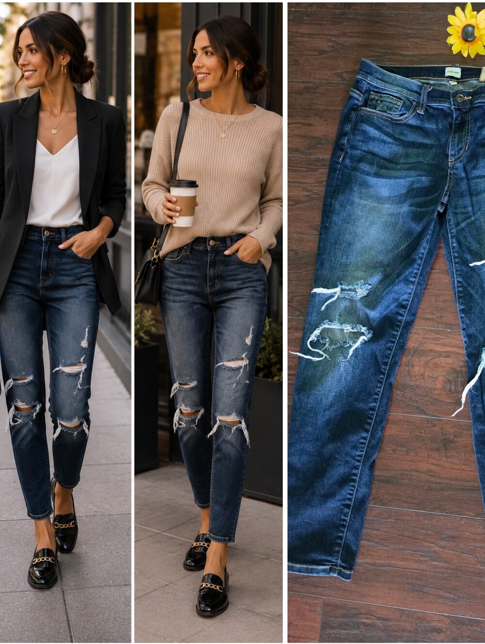 Sneak Peek Sexy Boyfriend Dark Blue Jeans.
